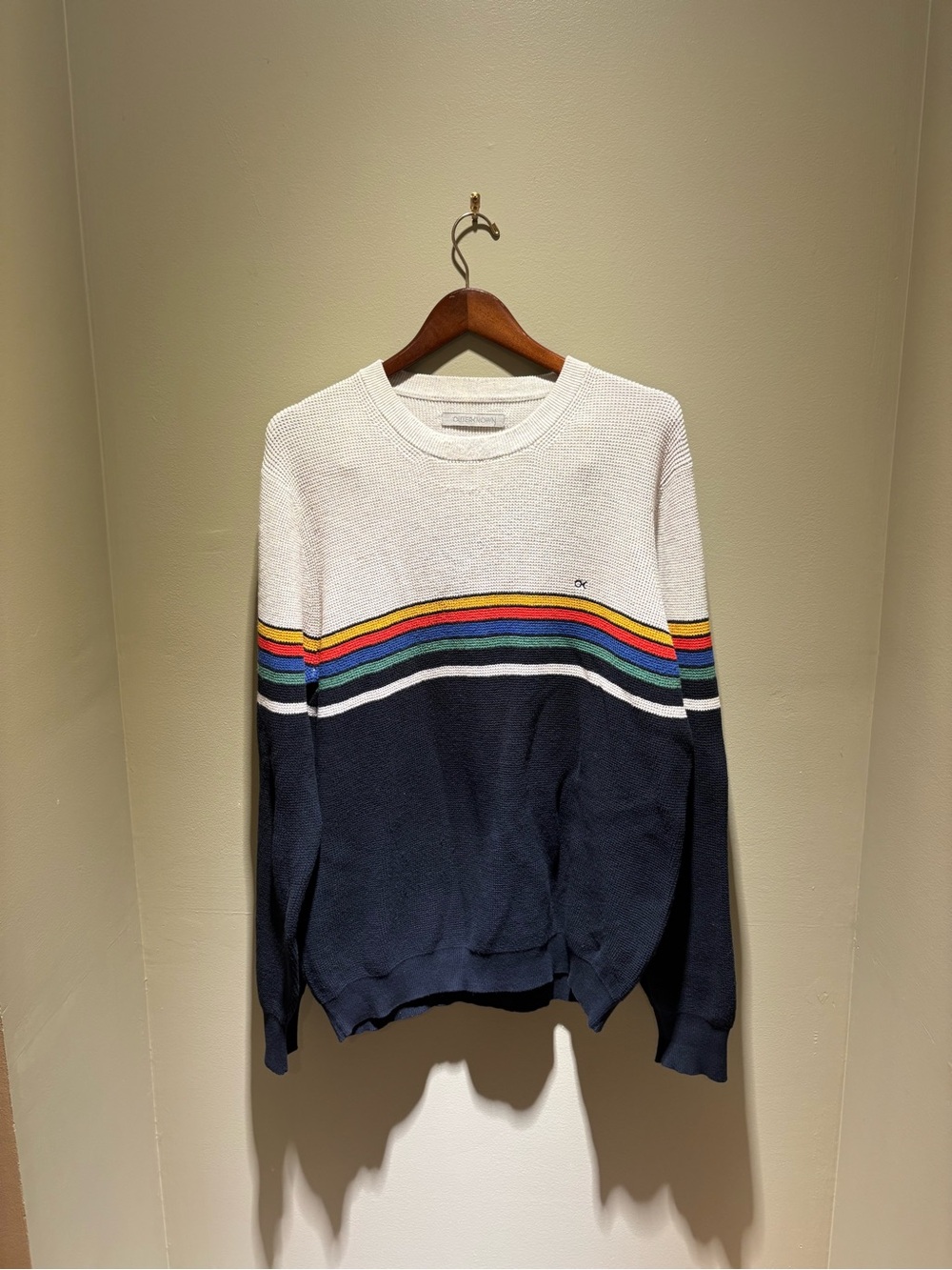 Outerknown Rainbow Stripe Colorblock Sweater XL